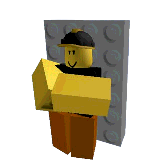 BuilderBoy leaning onto a wall.